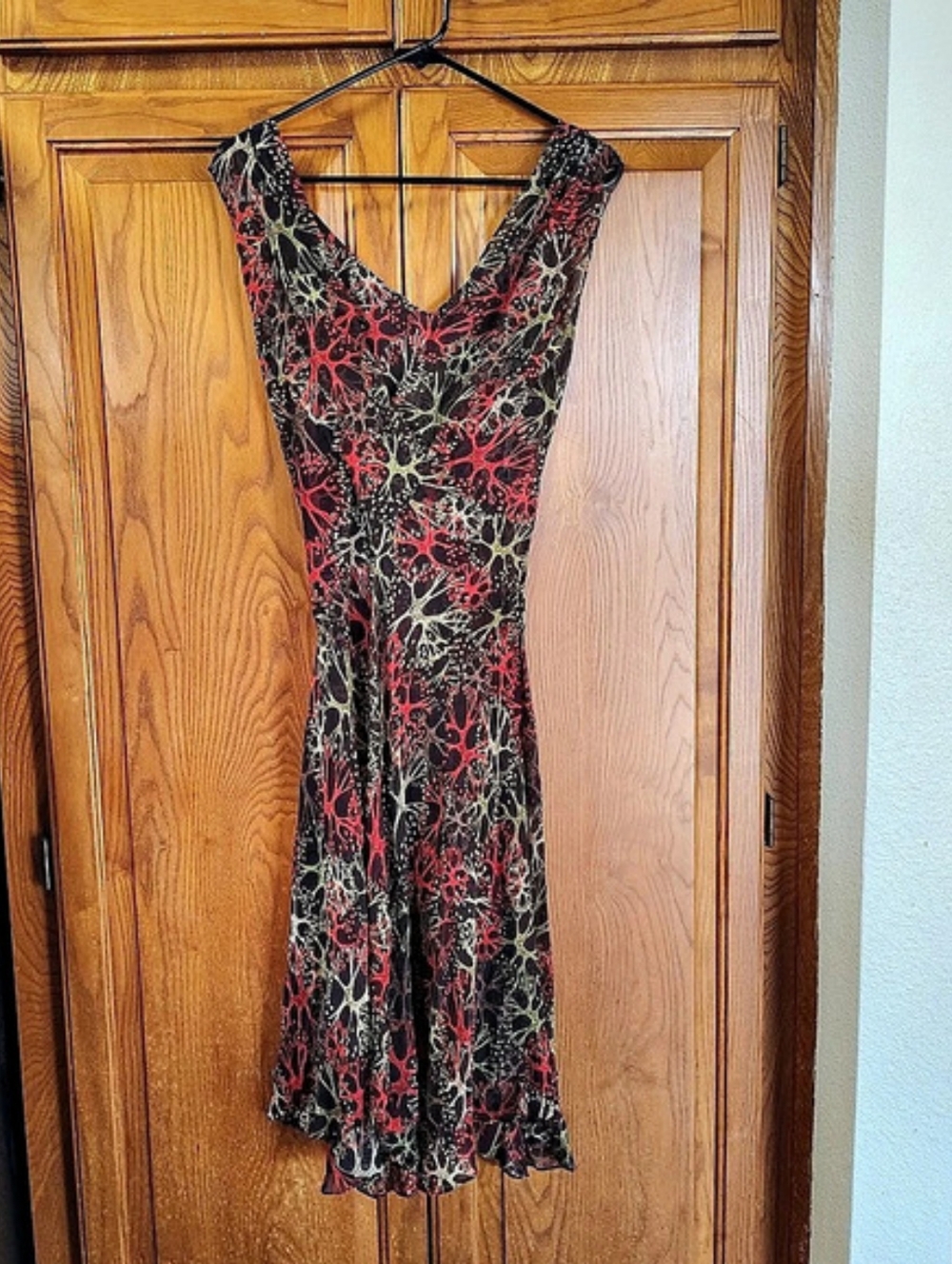 DVF Diane von Furstenberg Abstract Print Silk Midi Dress Sleeveless Size 6